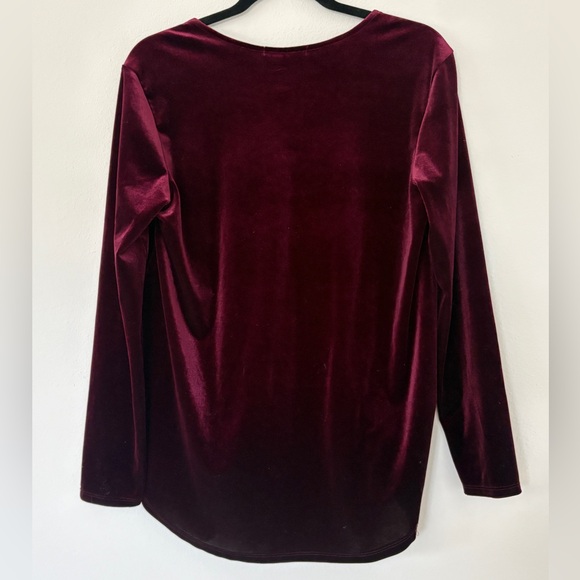 Gibson x Glam Squad Burgundy Velvet Wrap Top Y2K Style Holiday - Picture 3 of 7